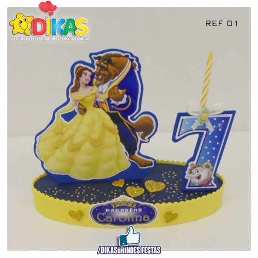 TOPO DE BOLO GRANDE C/ IDADE - A BELA E A FERA