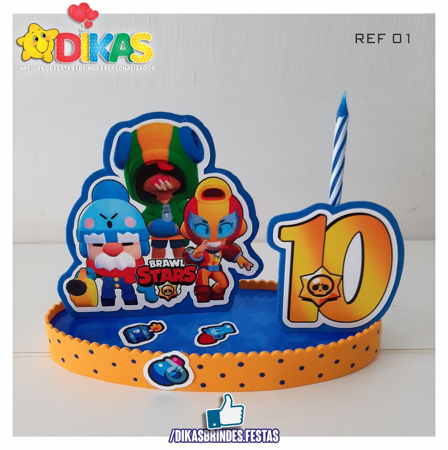 TOPO DE BOLO GRANDE C/ IDADE - BRAWL STARS