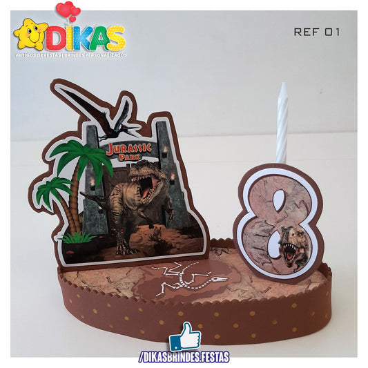 TOPO DE BOLO GRANDE C/ IDADE - DINOSSAUROS