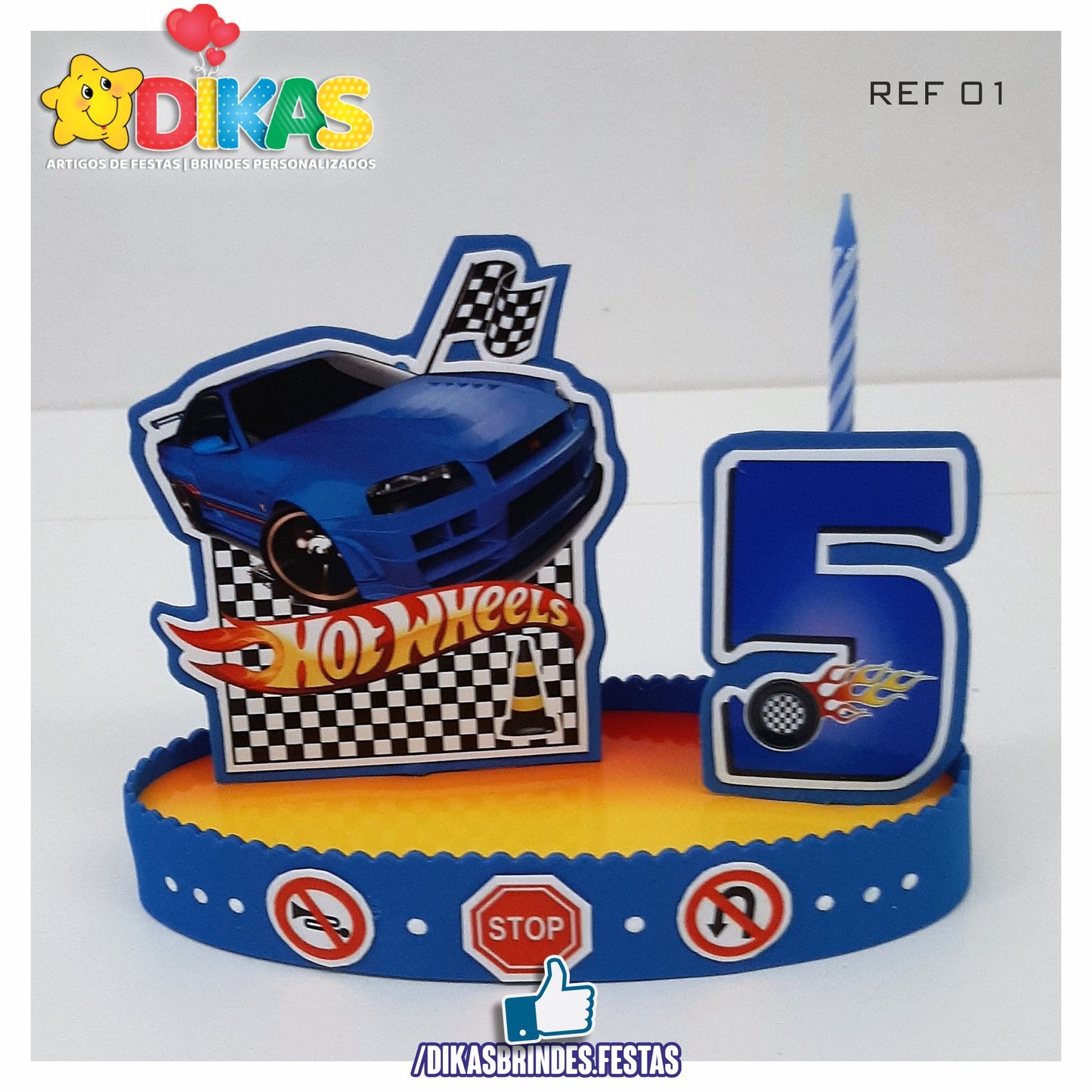 TOPO DE BOLO GRANDE C/ IDADE - HOTWHEELS