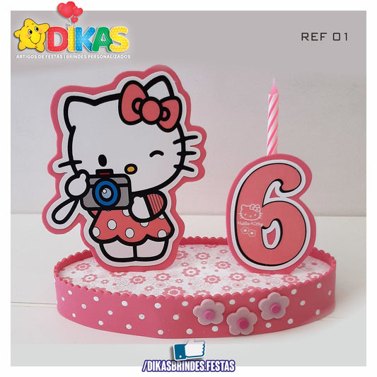 TOPO DE BOLO GRANDE C/ IDADE - HELLO KITTY