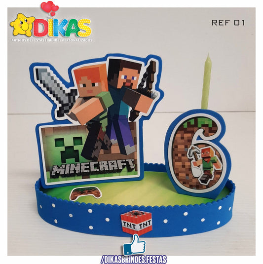 TOPO DE BOLO GRANDE C/ IDADE - MINECRAFT