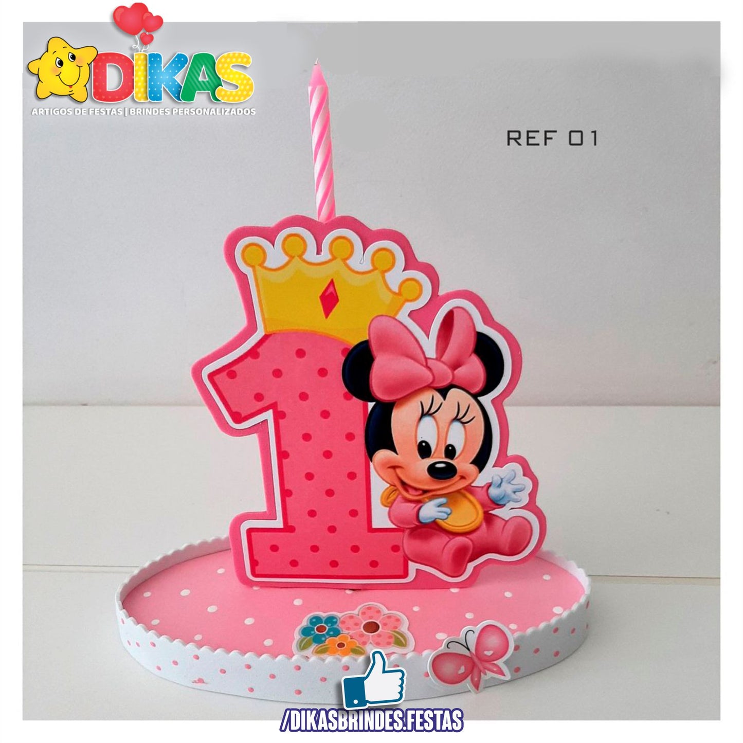TOPO DE BOLO GRANDE C/ IDADE - MINNIE BABY