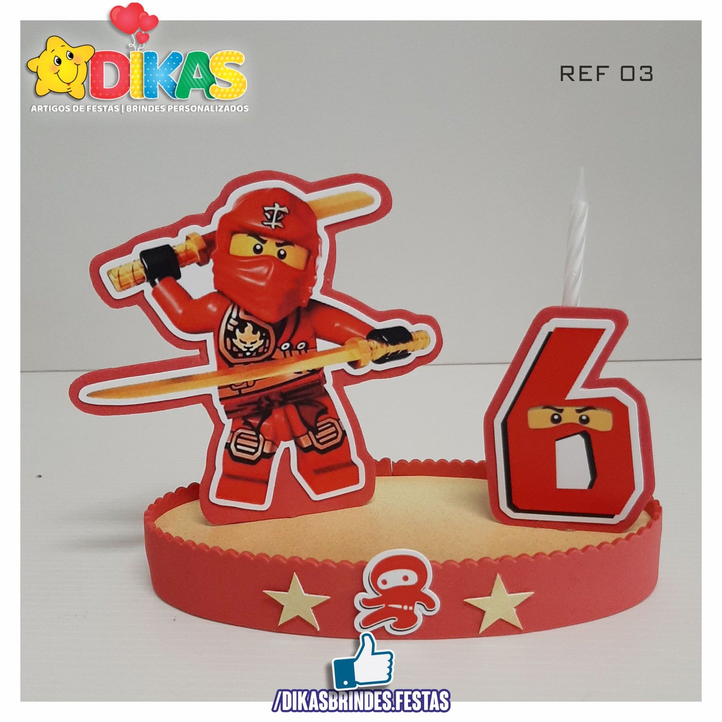 TOPO DE BOLO GRANDE C/ IDADE - NINJAGO