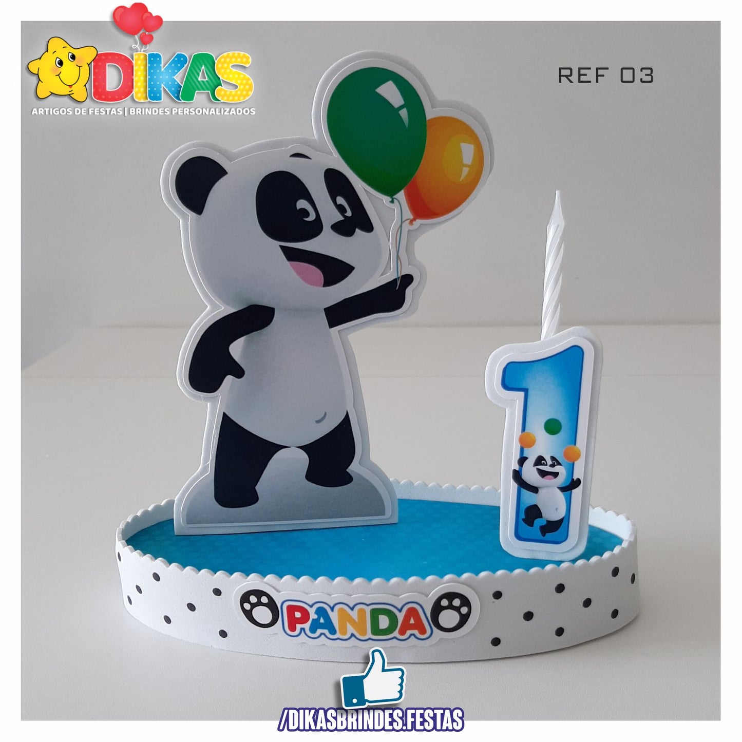 TOPO DE BOLO GRANDE C/ IDADE - PANDA E OS AMIGOS