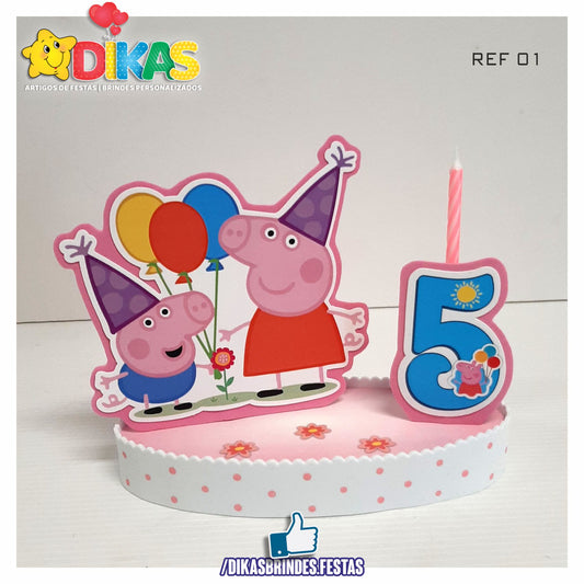 TOPO DE BOLO GRANDE C/ IDADE - PORQUINHA PEPPA