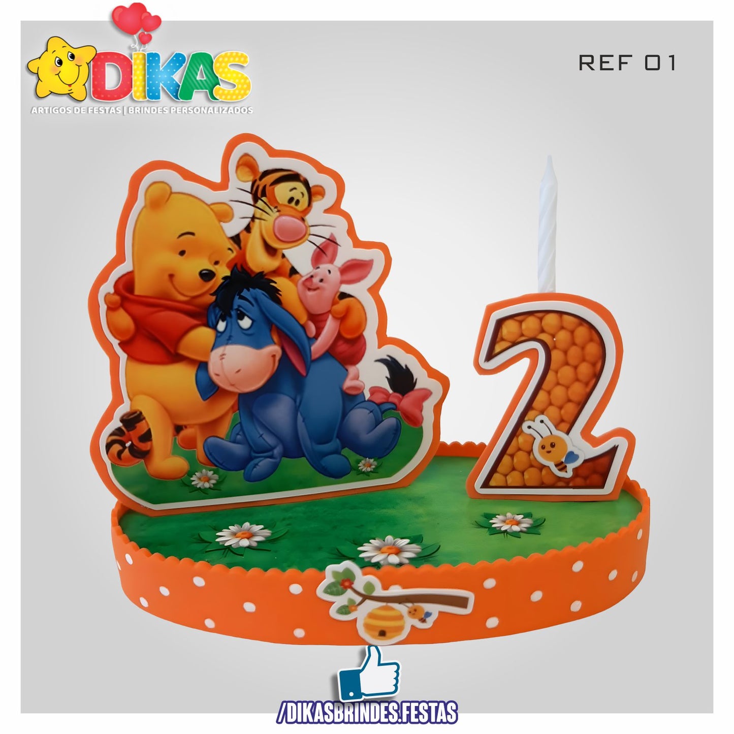 TOPO DE BOLO GRANDE C/ IDADE - POOH