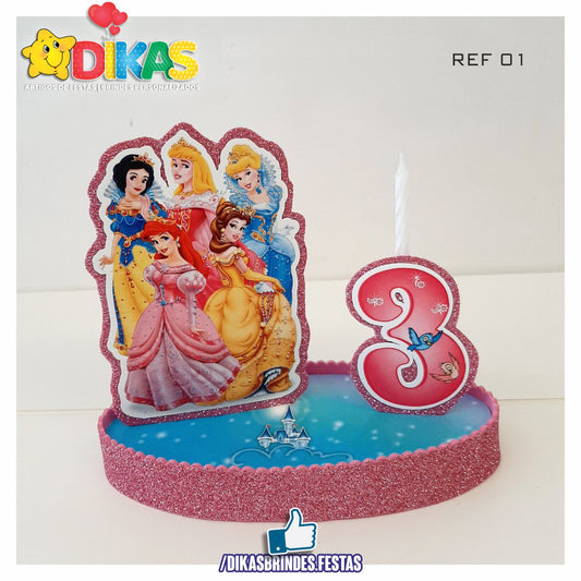 TOPO DE BOLO GRANDE C/ IDADE - PRINCESAS DISNEY
