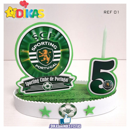 TOPO DE BOLO GRANDE C/ IDADE - FUTEBOL SPORTING