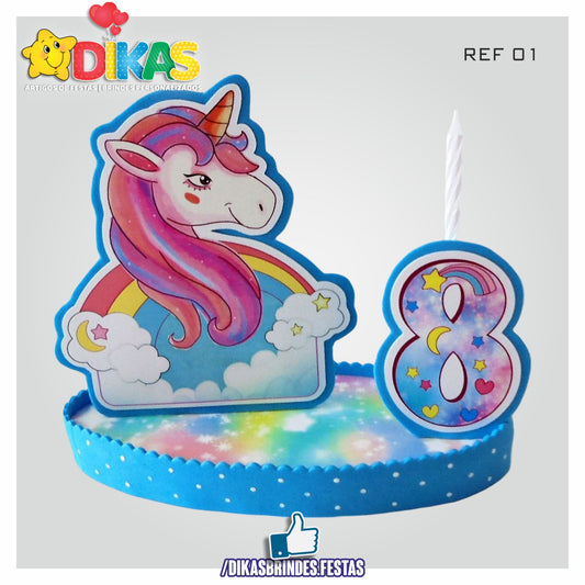 TOPO DE BOLO GRANDE C/ IDADE - UNICÓRNIO