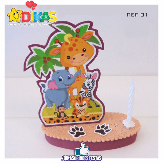 TOPO DE BOLO SIMPLES - ANIMAIS DA SELVA