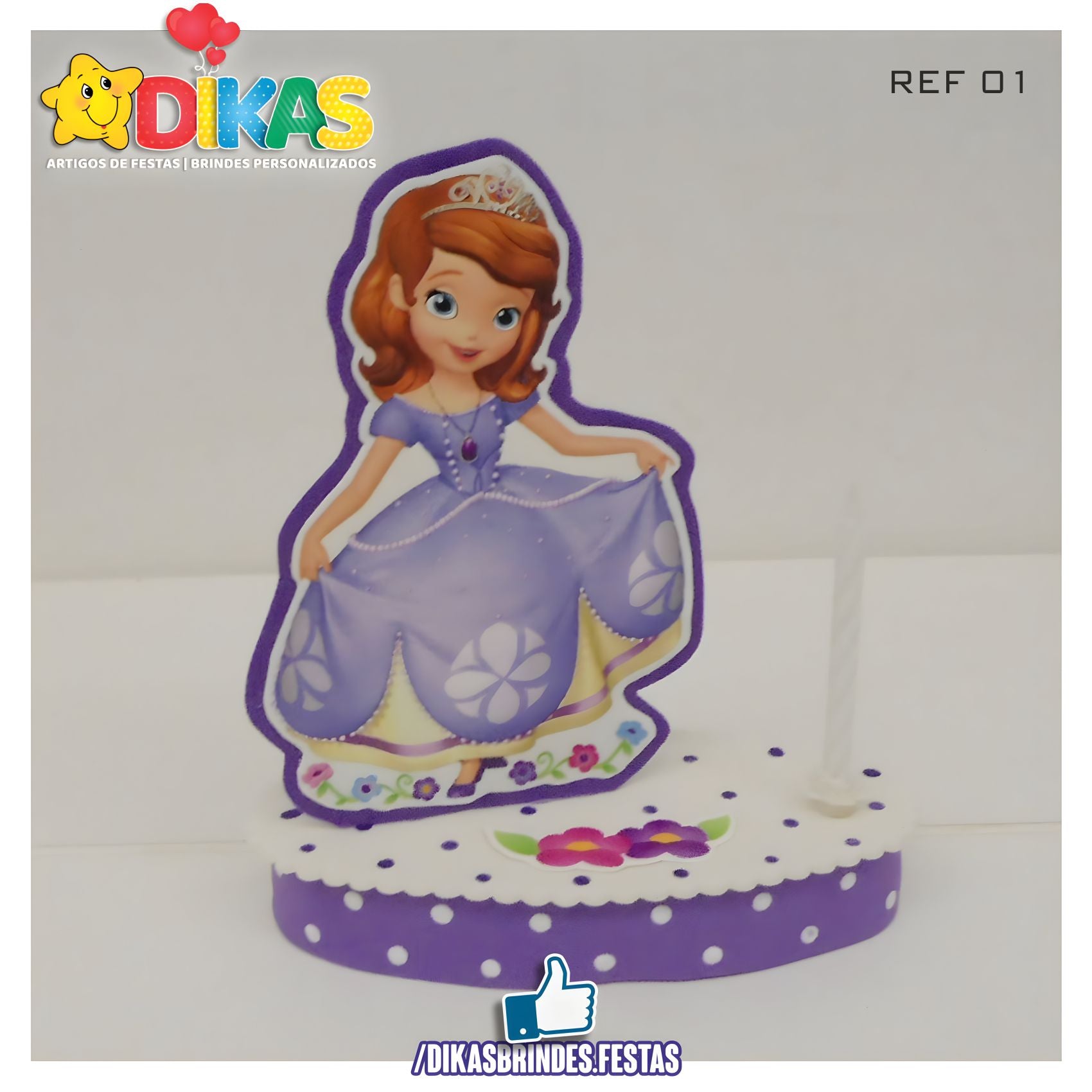 TOPO DE BOLO SIMPLES - PRINCESA SOFIA – dikasbrindes