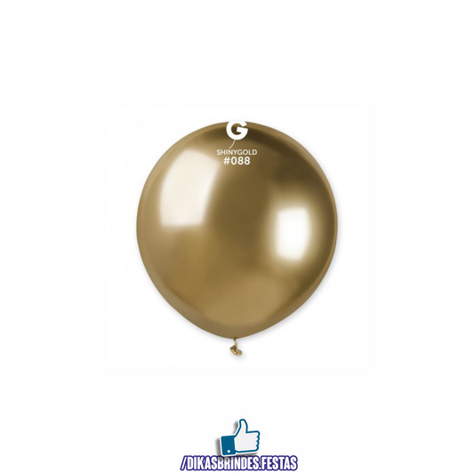 BALÃO LÁTEX CROMADO OURO 19" - SACO 25