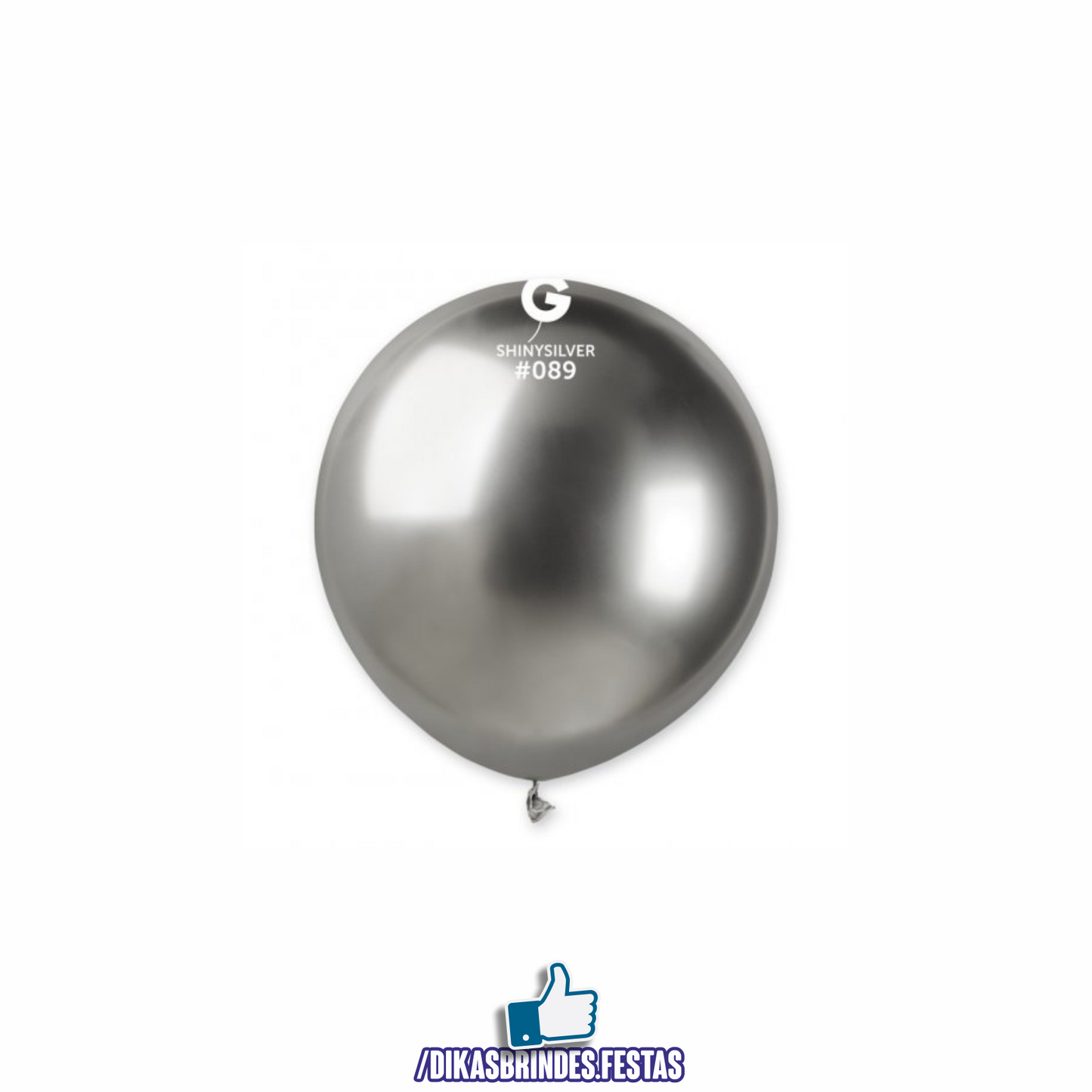 BALÃO LÁTEX CROMADO PRATA 19" - SACO COM 25