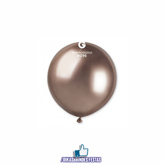 BALÃO LÁTEX CROMADO ROSE GOLD 19" - SACO COM 25