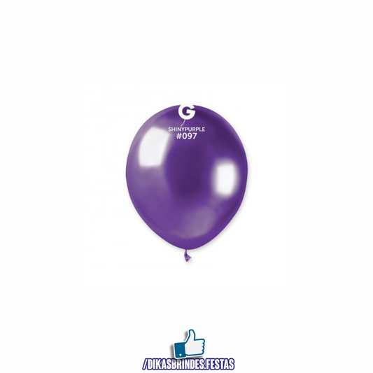 BALÃO LÁTEX CROMADO ROXO 5" - SACO COM 100