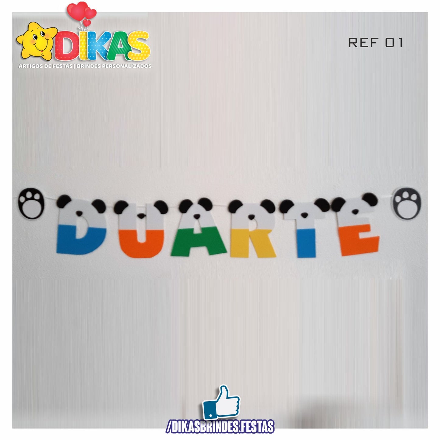 BANDEIROLAS TEMÁTICAS EM E.V.A - PANDA E OS AMIGOS