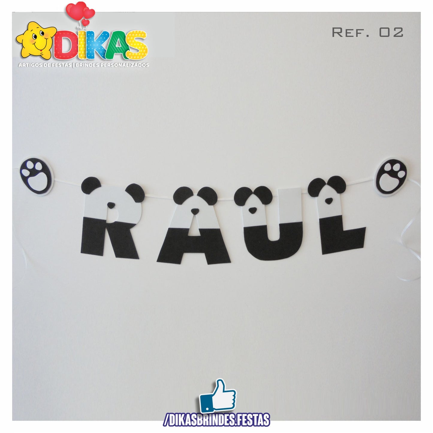 BANDEIROLAS TEMÁTICAS EM E.V.A - PANDA E OS AMIGOS