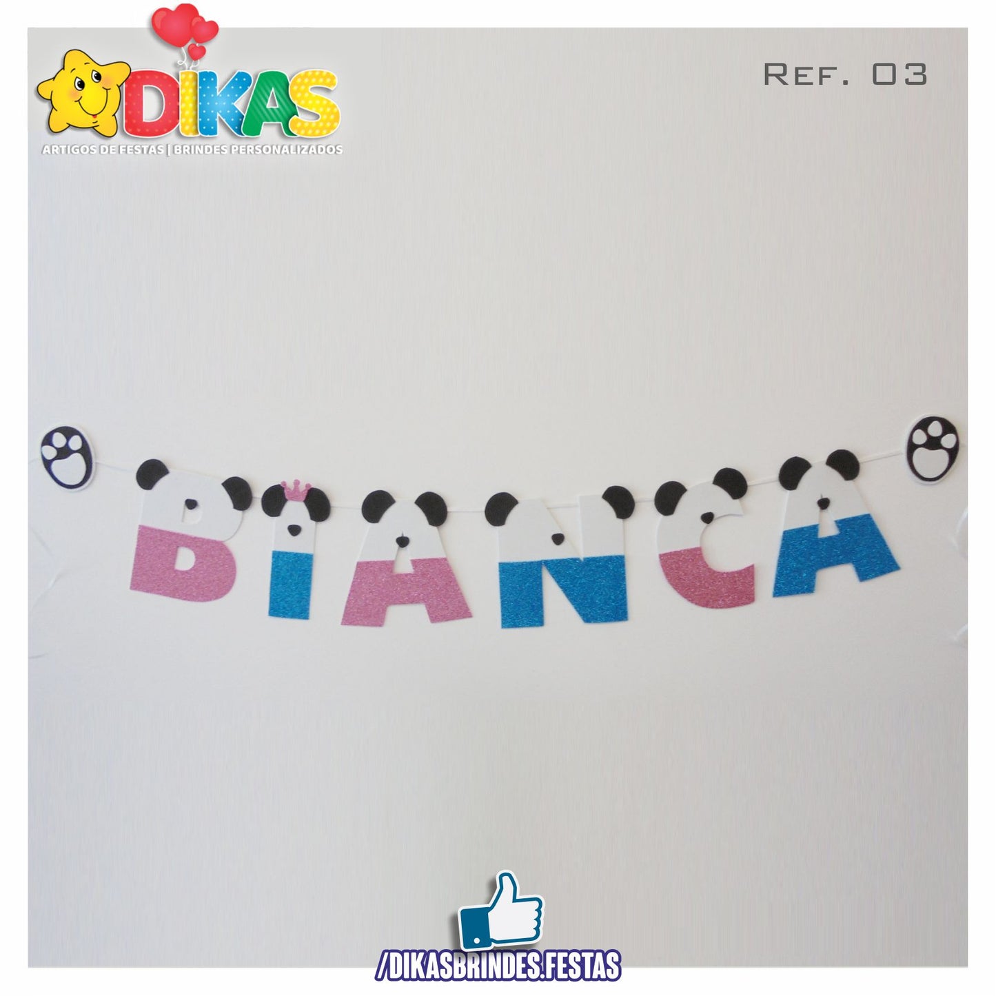 BANDEIROLAS TEMÁTICAS EM E.V.A - PANDA E OS AMIGOS