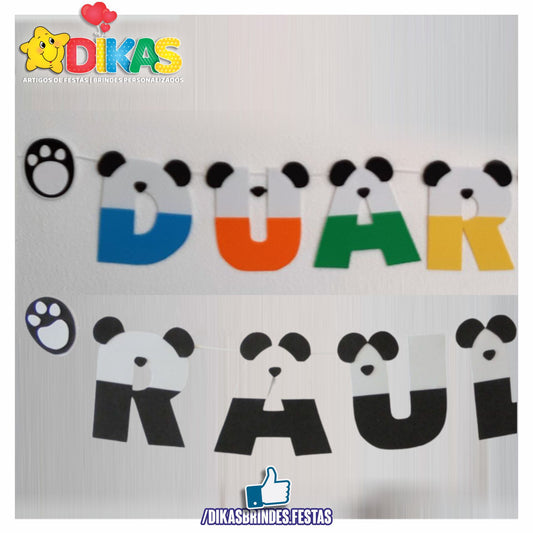 BANDEIROLAS TEMÁTICAS EM E.V.A - PANDA E OS AMIGOS