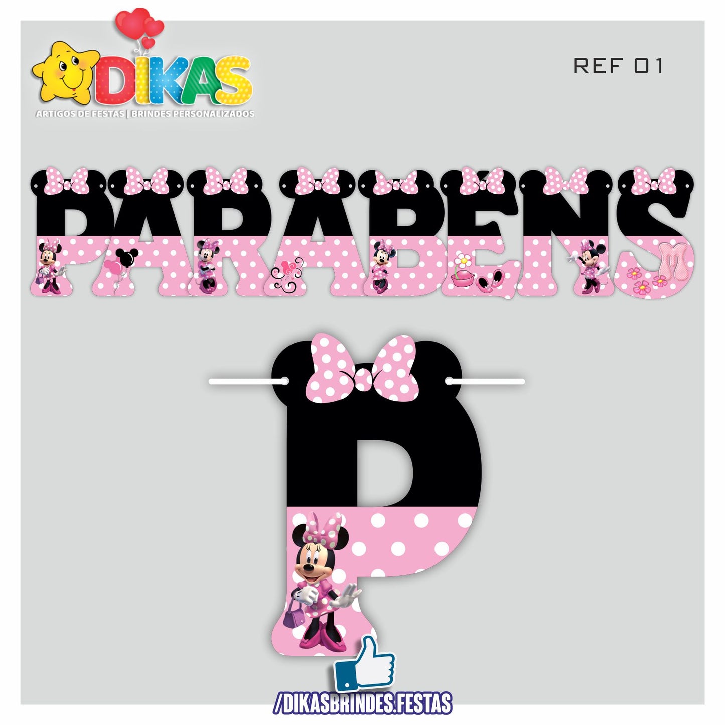 FAIXA "PARABÉNS" - MINNIE ROSA