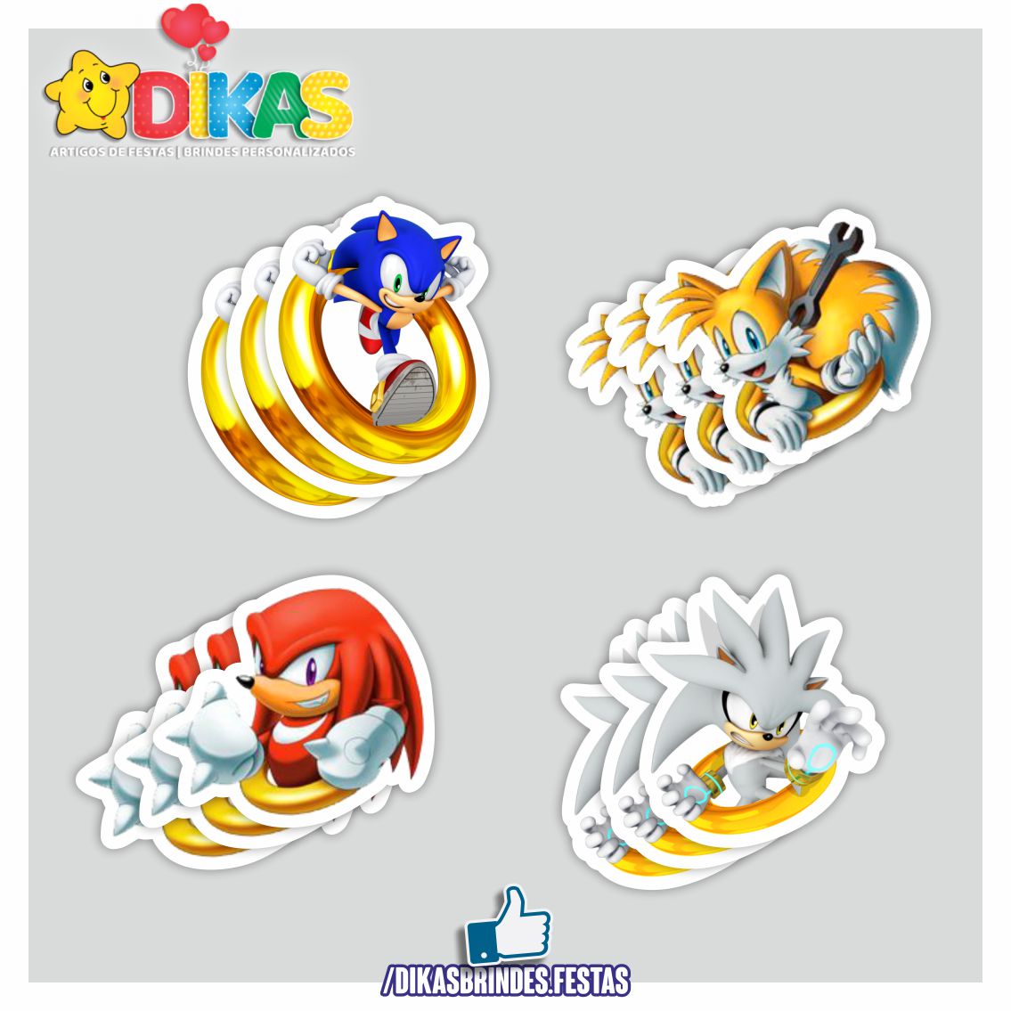 Apliques SONIC personalizados em papel