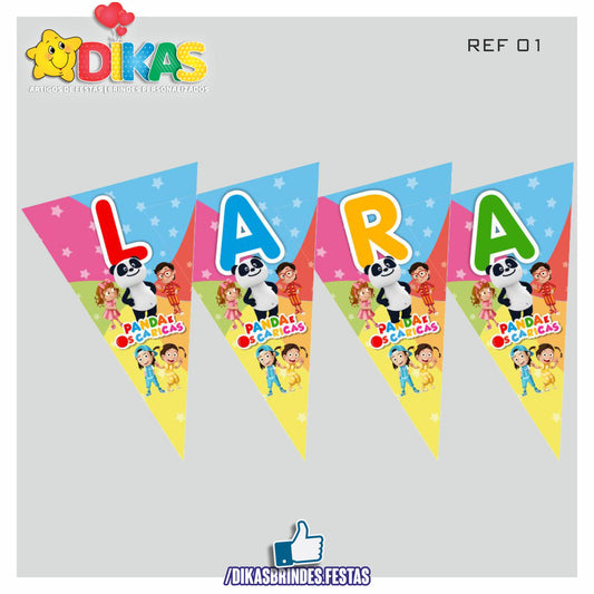 BANDEIROLA PERSONALIZADA - PANDA E OS CARICAS