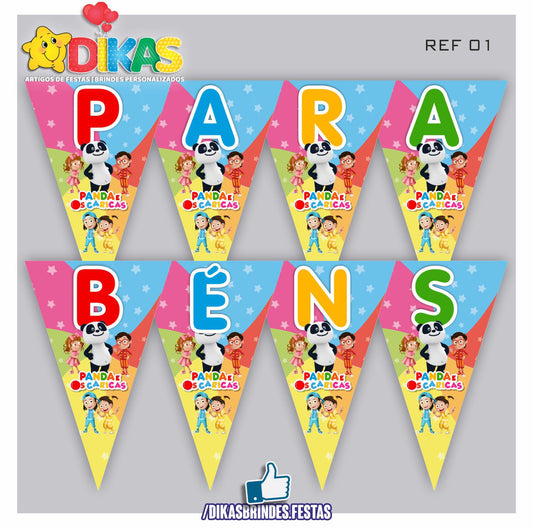 BANDEIROLA "PARABÉNS" - PANDA E OS CARICAS