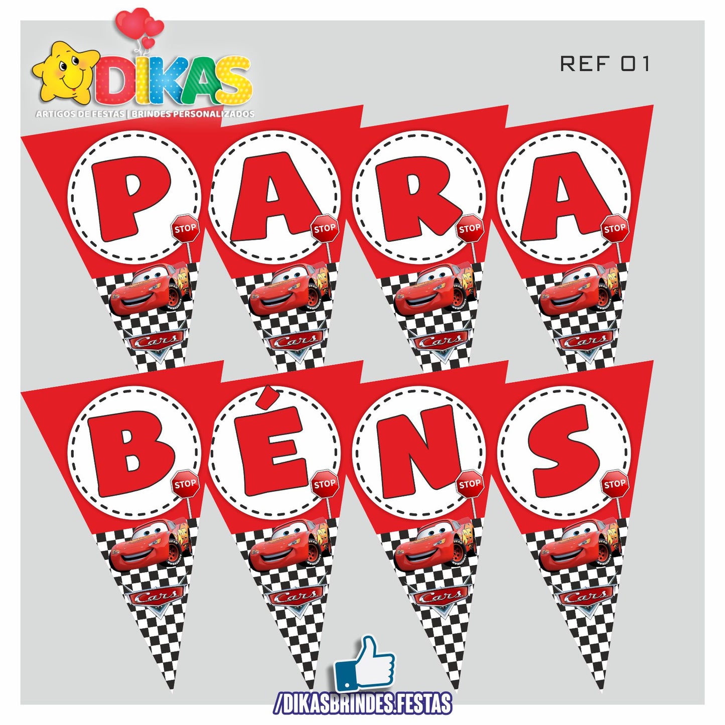 BANDEIROLA "PARABÉNS" - CARS