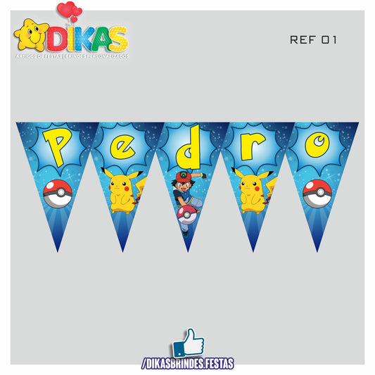 BANDEIROLA PERSONALIZADA - POKÉMON