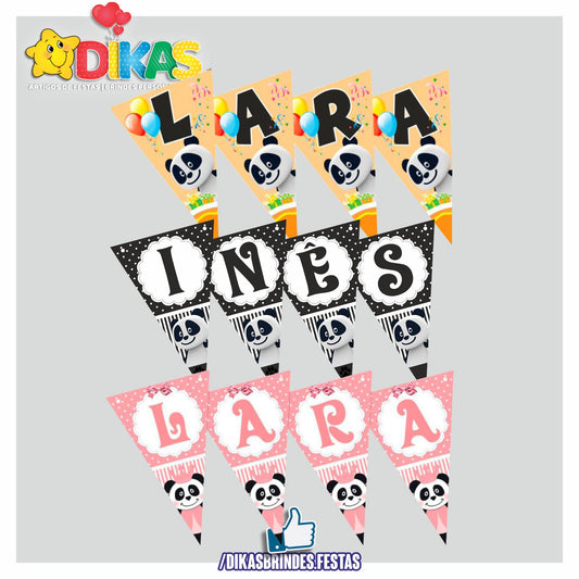 BANDEIROLA PERSONALIZADA - PANDA E OS AMIGOS