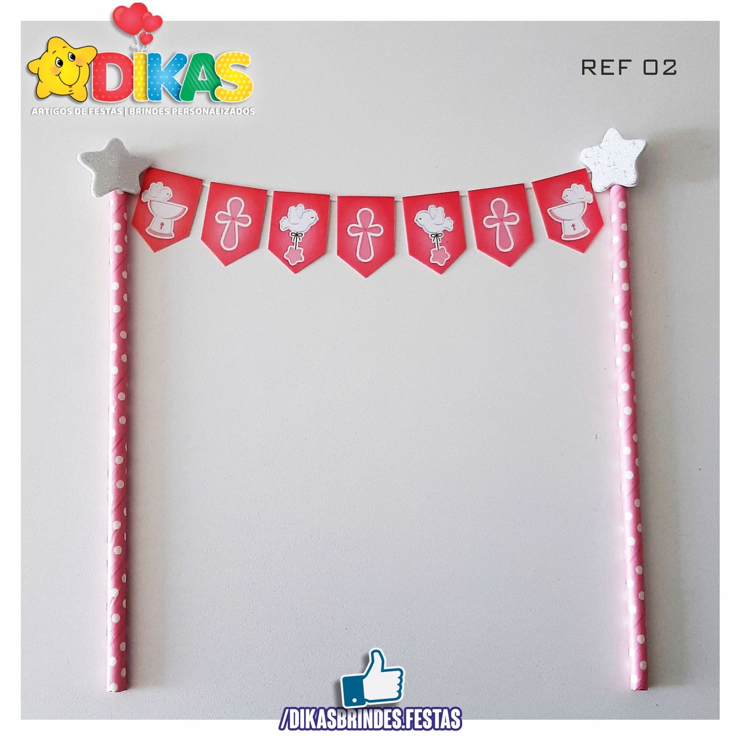 BANDEIRINHA DECORATIVA PARA BOLO - BATIZADO
