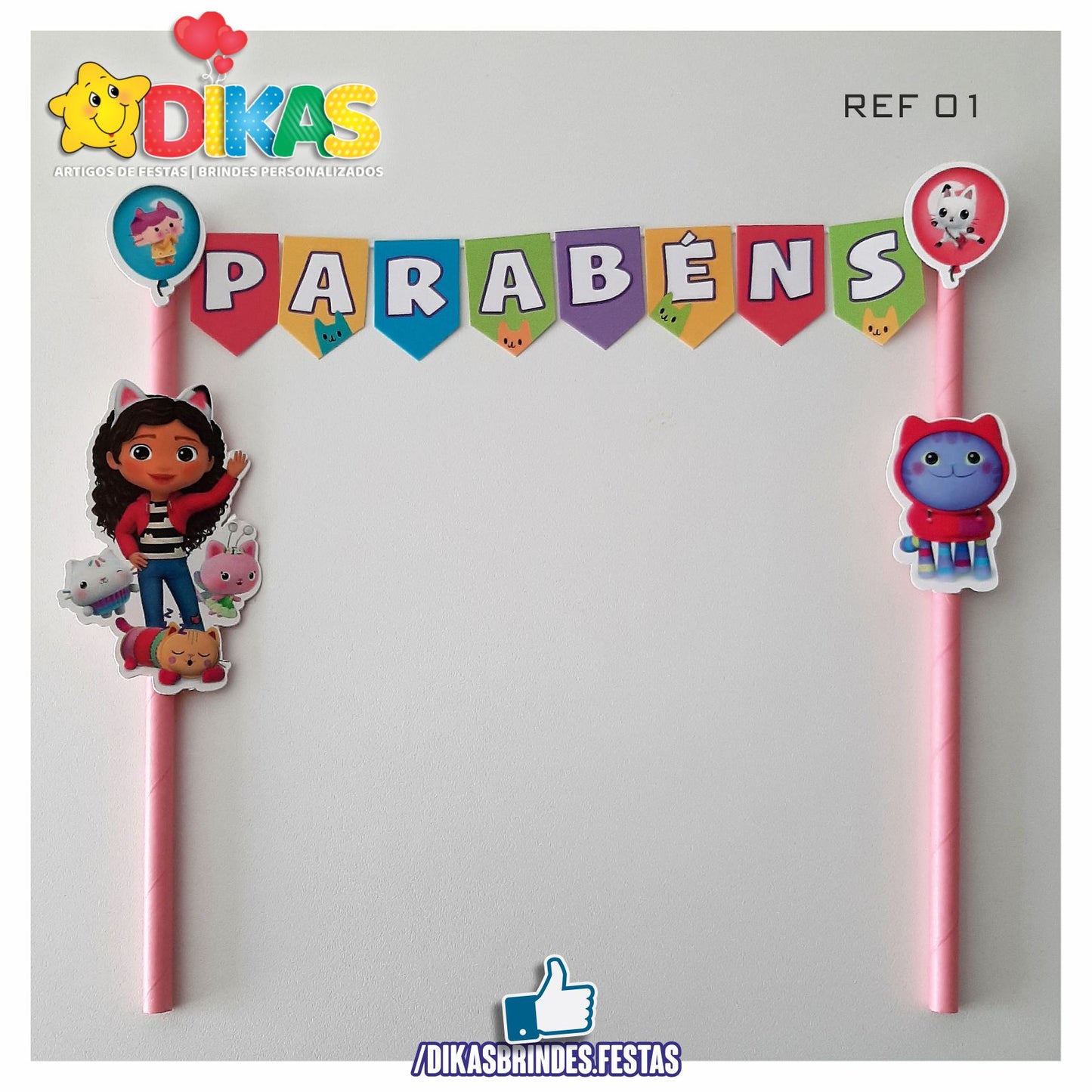 BANDEIRINHA DECORATIVA PARA BOLO - GABBY