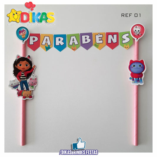 BANDEIRINHA DECORATIVA PARA BOLO - GABBY