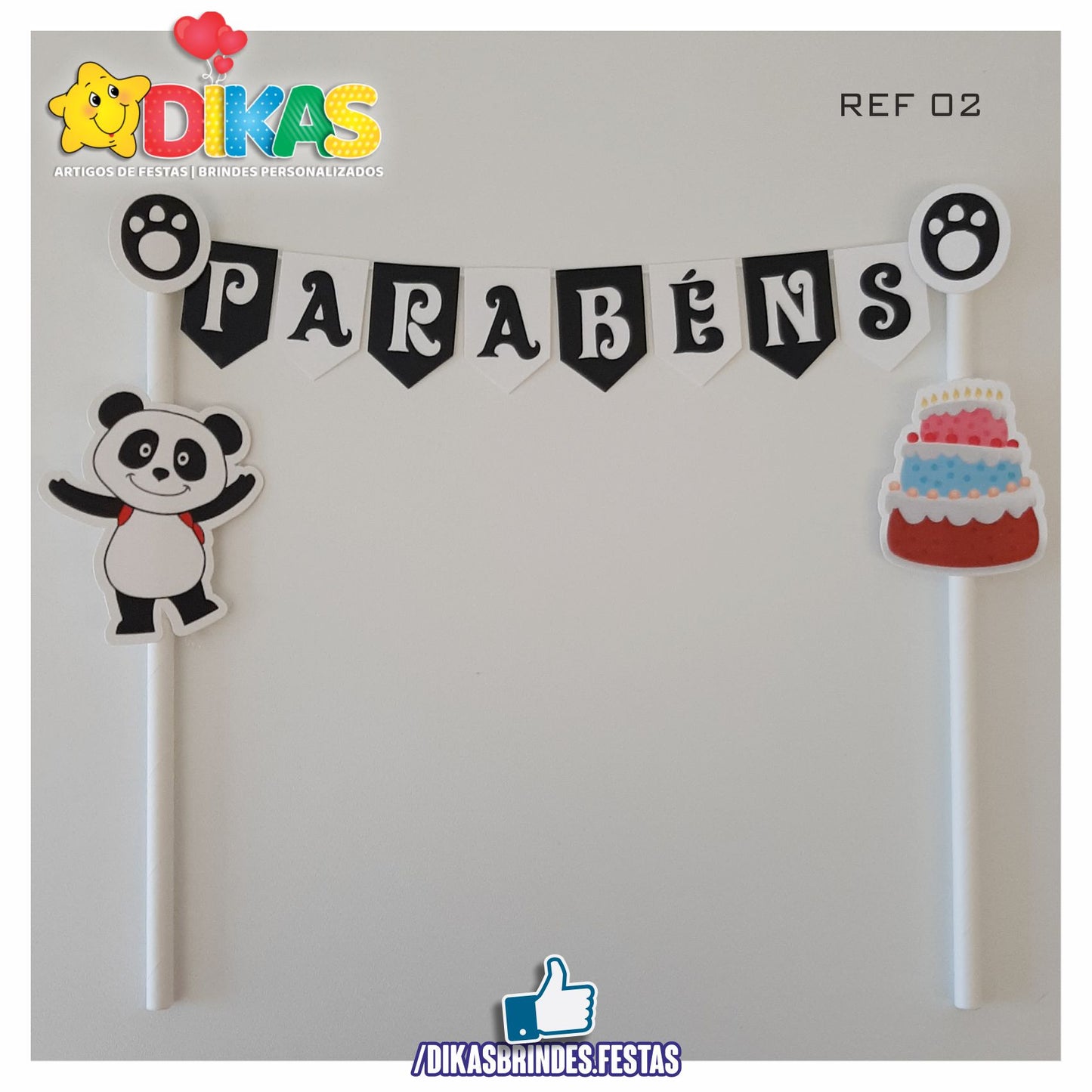 BANDEIRINHA DECORATIVA PARA BOLO - PANDA E OS AMIGOS