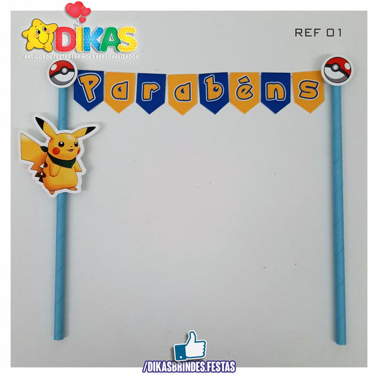 BANDEIRINHA DECORATIVA PARA BOLO - POKÉMON