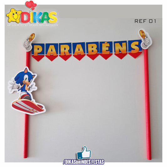 BANDEIRINHA DECORATIVA PARA BOLO - SONIC