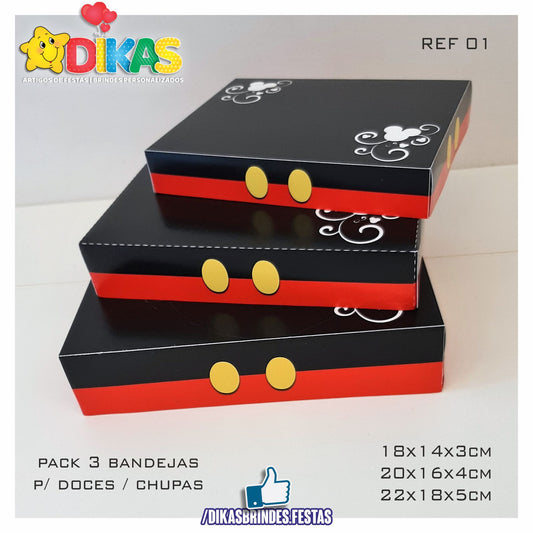 CONJ. 3 BANDEJAS TEMATICAS - MICKEY
