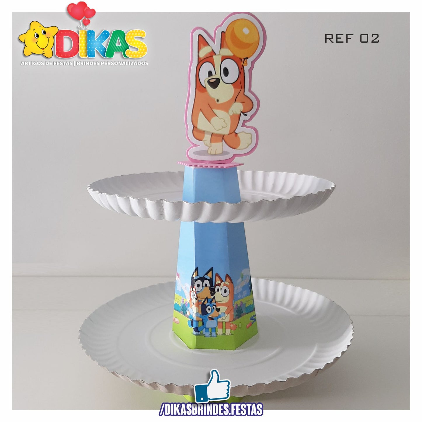 SUPORTE ARTESANAL C/ 2 PRATOS - BLUEY