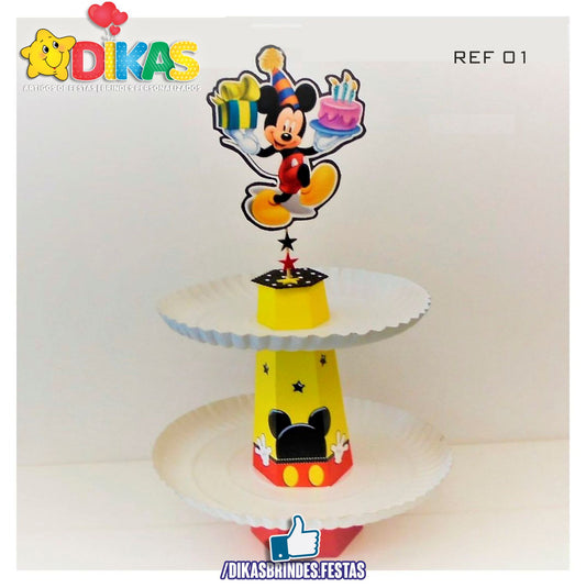 SUPORTE ARTESANAL C/ 2 PRATOS - MICKEY