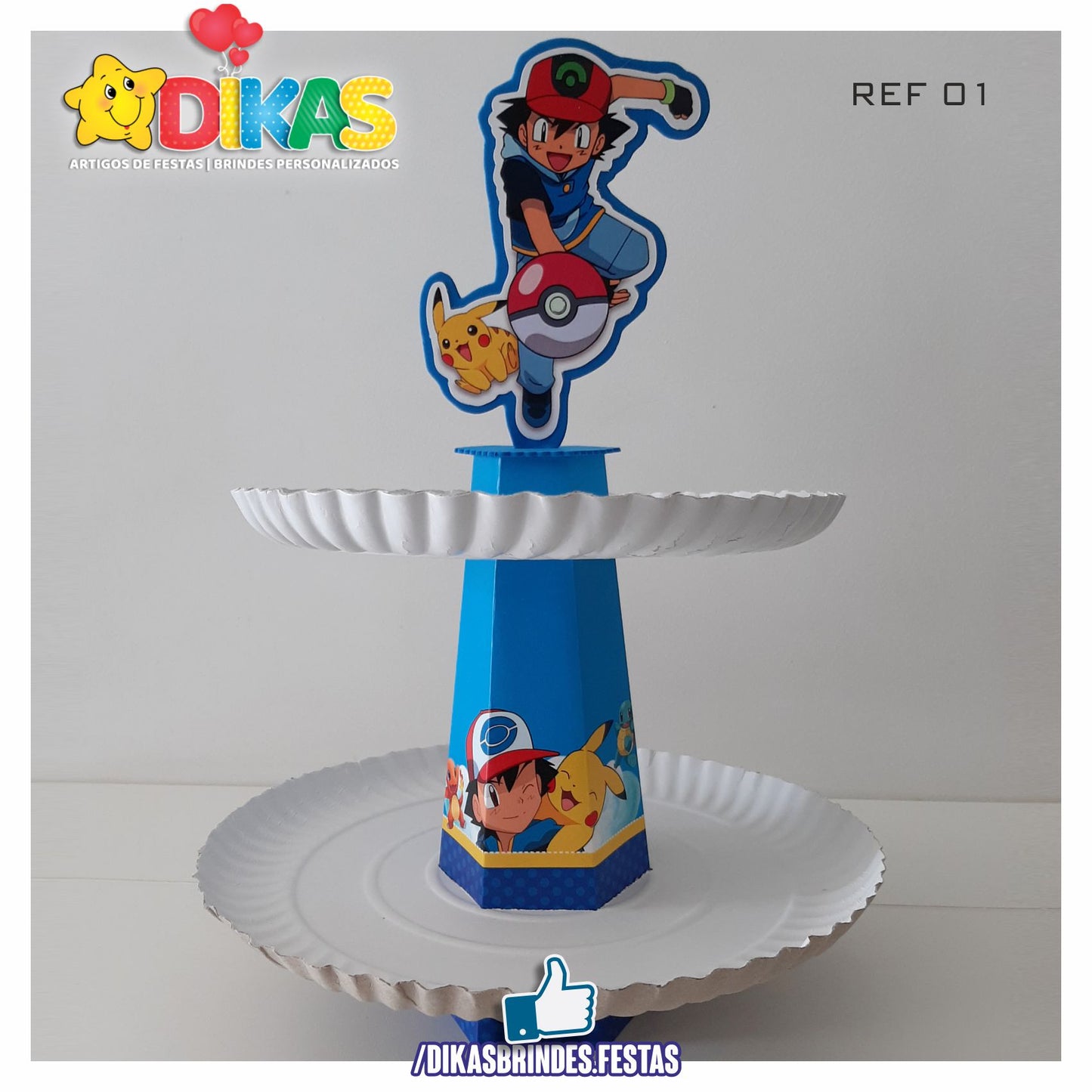 SUPORTE ARTESANAL C/ 2 PRATOS - POKÉMON