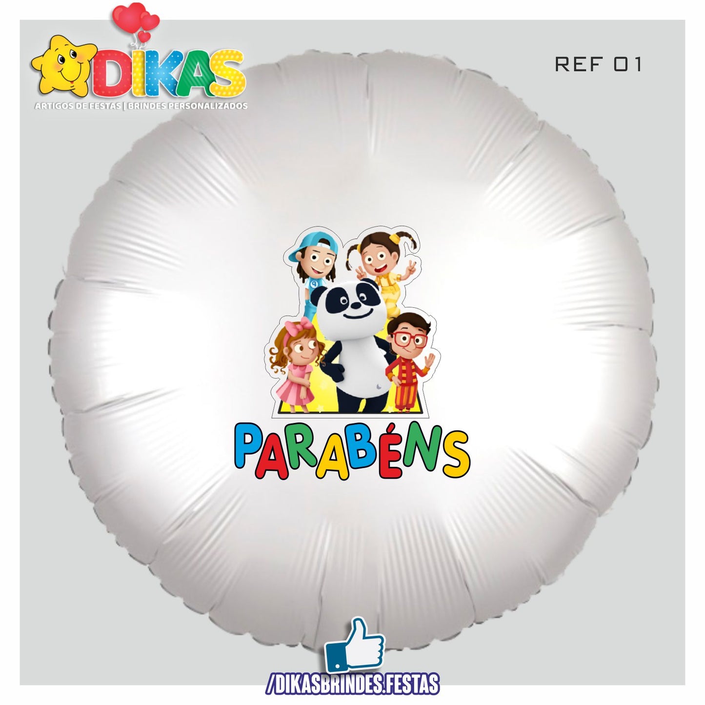 BALÃO FOIL TEMA/PARABÉNS - PANDA E OS CARICAS
