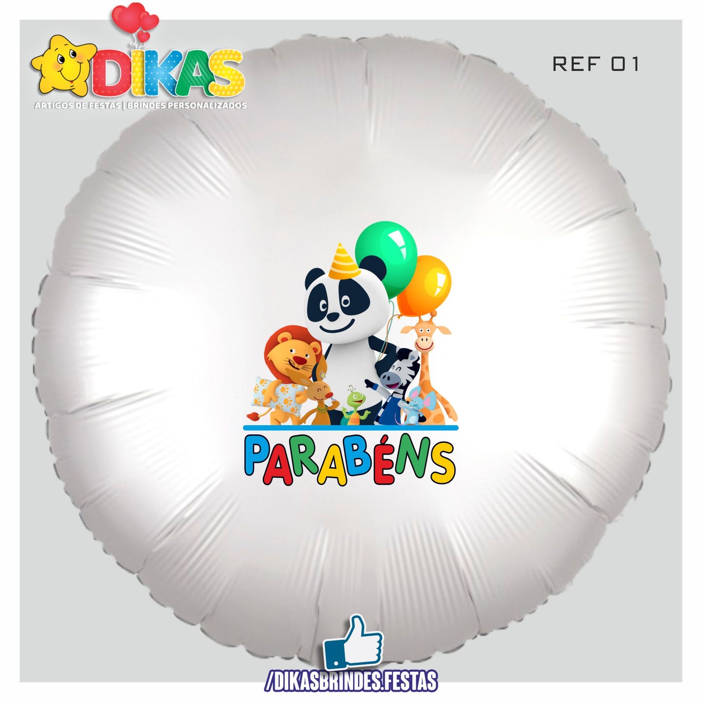 BALÃO FOIL TEMA/PARABÉNS - PANDA E OS AMIGOS