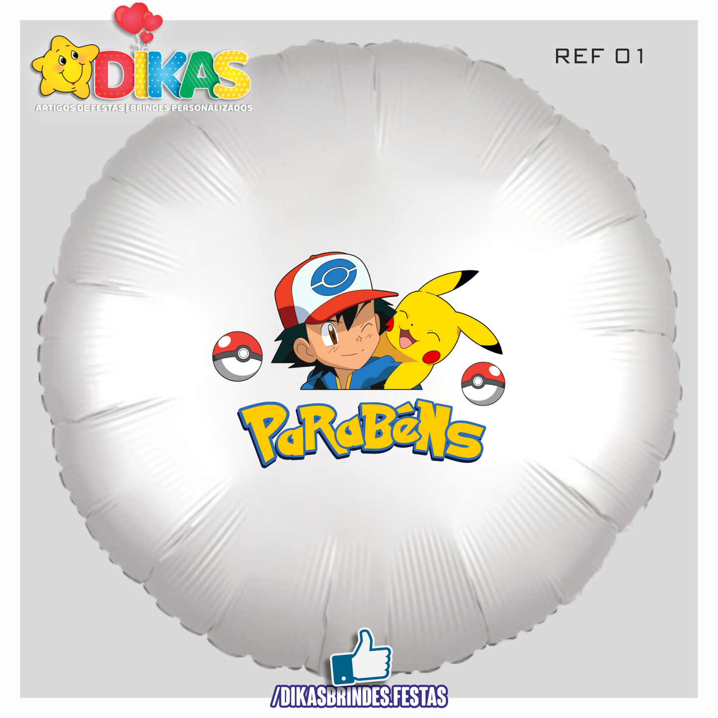 BALÃO FOIL TEMA/PARABÉNS - POKÉMON