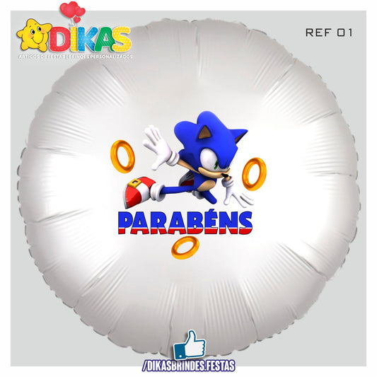 BALÃO FOIL TEMA/PARABÉNS - SONIC