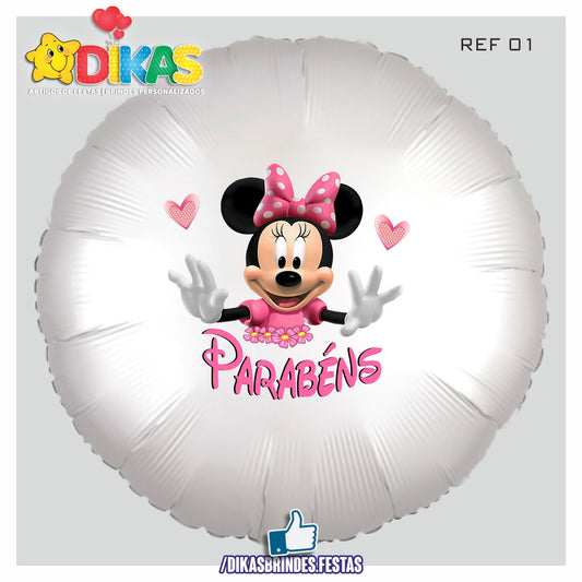 BALÃO FOIL TEMA/PARABÉNS - MINNIE ROSA