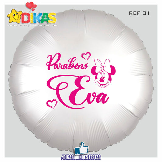 BALÃO FOIL PERSONALIZADO - MINNIE ROSA