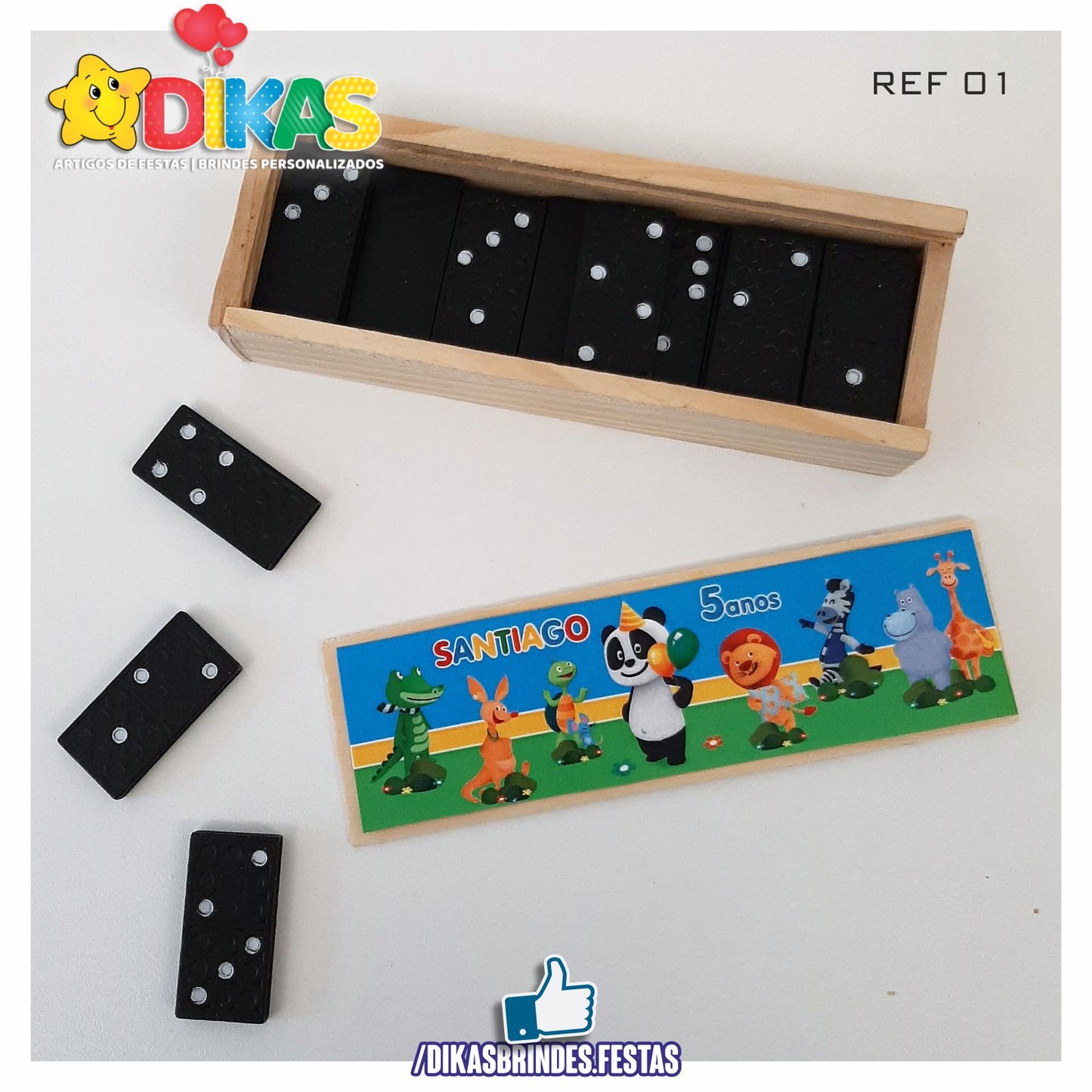 DOMINÓ C/ CAIXINHA PERSONALIZADA - PANDA E OS AMIGOS