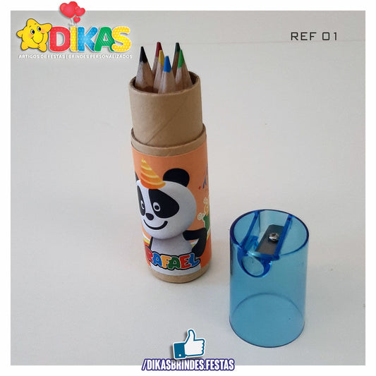 ESTOJO PERSONALIZADO LÁPIS E AFIA - PANDA E OS AMIGOS