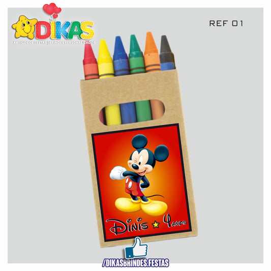 CAIXA DE LÁPIS DE CERA PERSONALIZADA - MICKEY